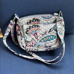 Vera Bradley Gray and Blue Crossbody Bag with Paisley Print